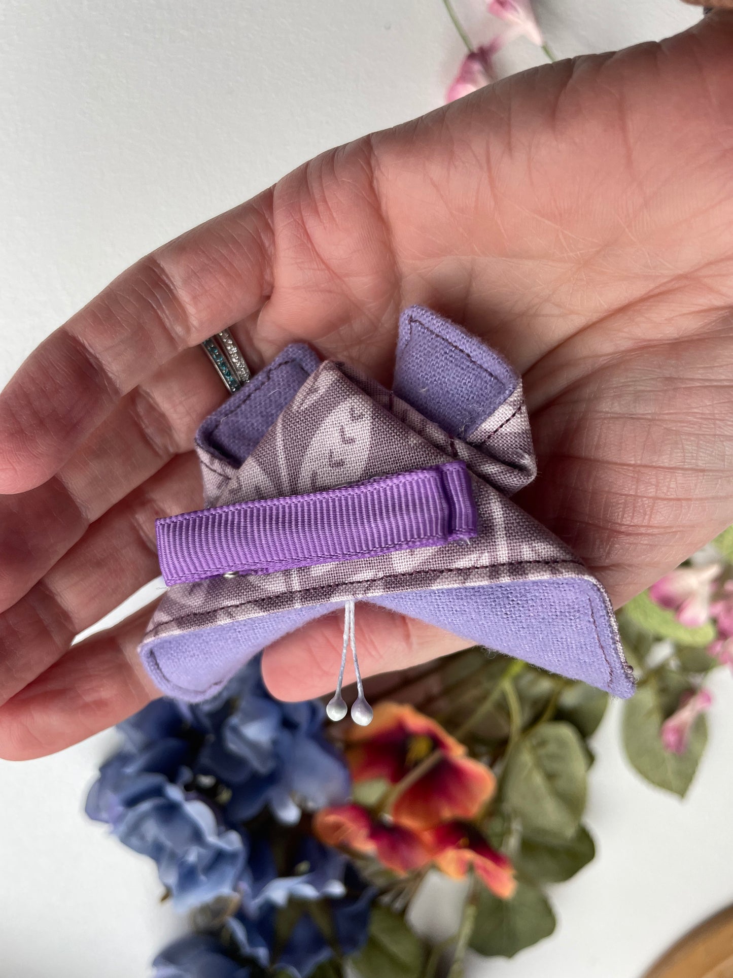 LAVENDER Leaves Scrappy Butterfly Barrettes, Set of 2, Unique Barrettes, Children's Hair, One of a kind, Hair accessories, hair clips, flannel, cotton