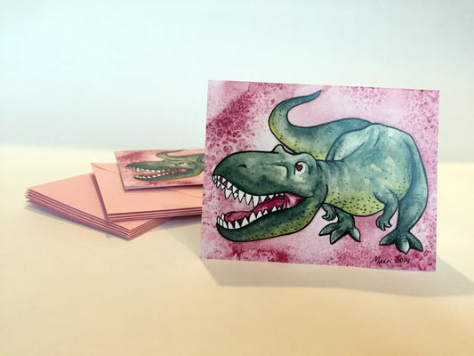 TRex VALENTINE Cards - Set of ten, greeting card set, envelopes included, holiday cards, folded blank, Valentine's Day cards, dinosaur cards