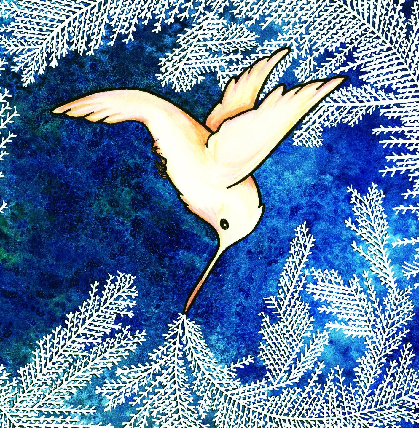 Hummingbird Frost Note Cards - Set of ten, greeting cards, envelopes included, holiday cards, folded blank, Christmas cards, hummingbird notecards