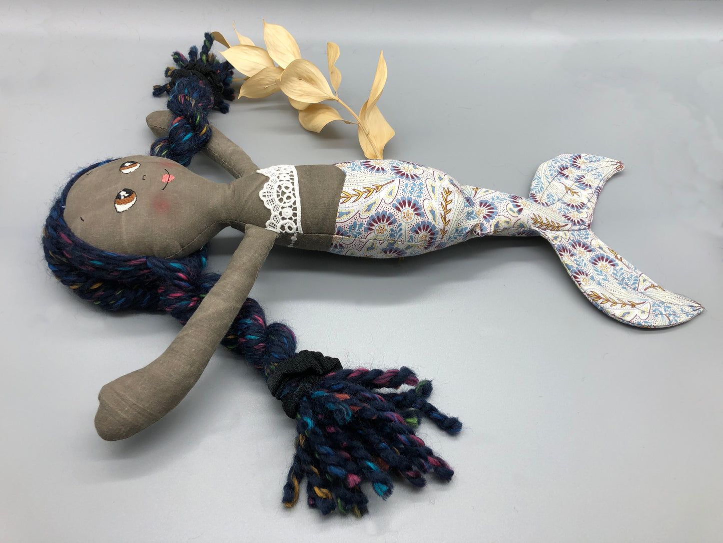 Handmade MERMAID Doll, "ARIA", handmade gift, mermaid doll, black doll, bipoc doll, heirloom doll, mermaid toy, black mermaid doll, rag doll