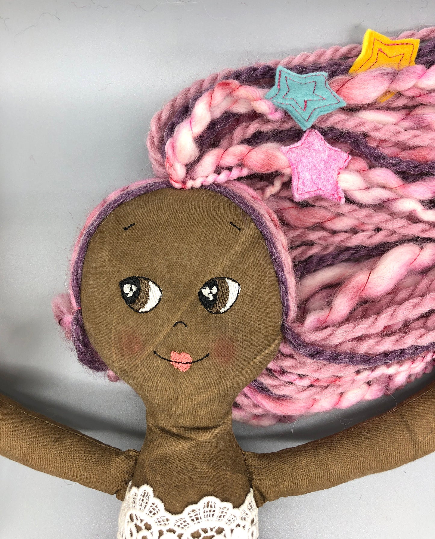 Handmade MERMAID Doll, "BRIONY", handmade gift, mermaid doll, black doll, bipoc doll, heirloom doll, fabric mermaid, muslin doll, rag doll