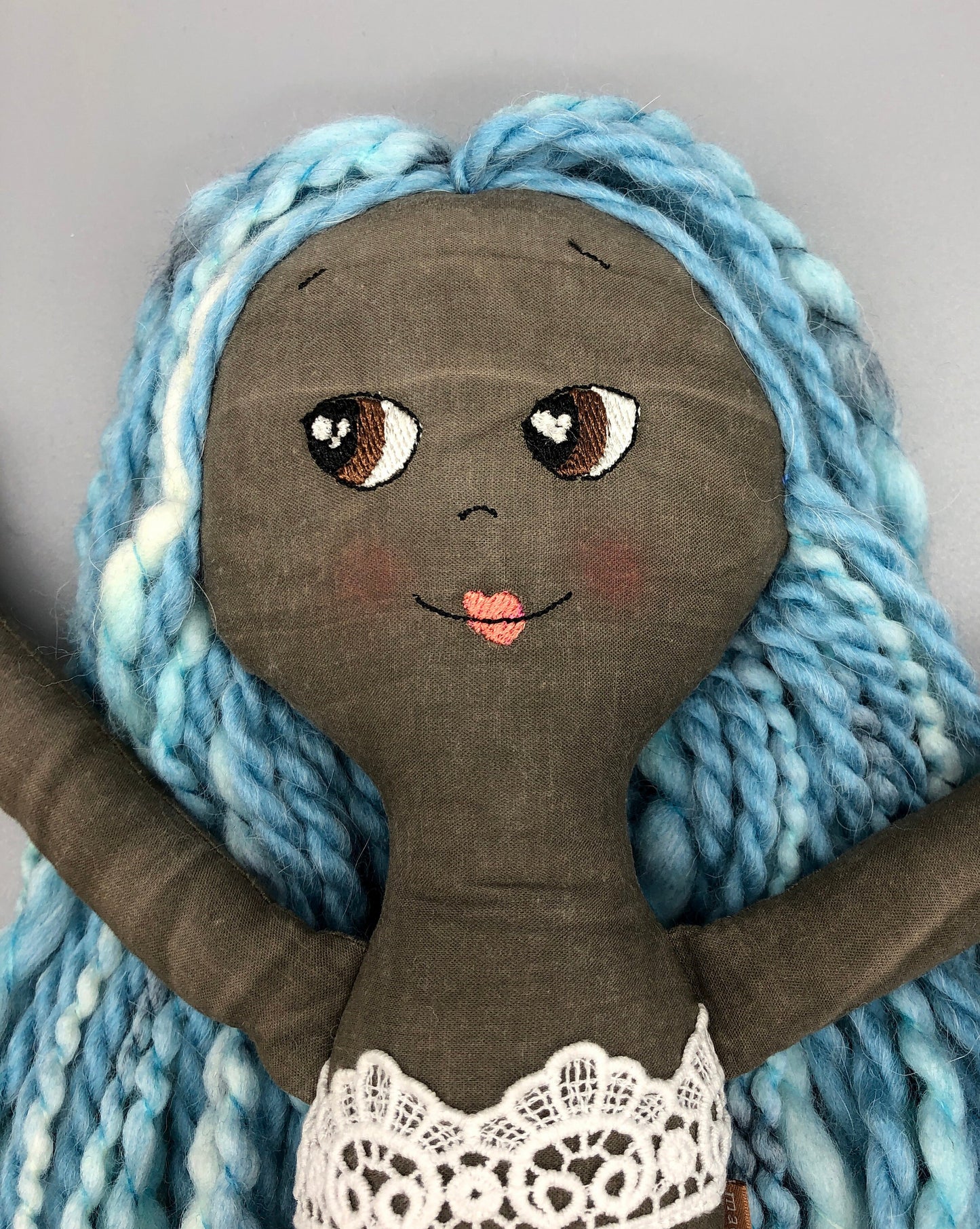 Handmade MERMAID Doll, "CORALIA", handmade gift, mermaid doll, black doll, bipoc doll, heirloom doll, mermaid toy, muslin doll, rag doll
