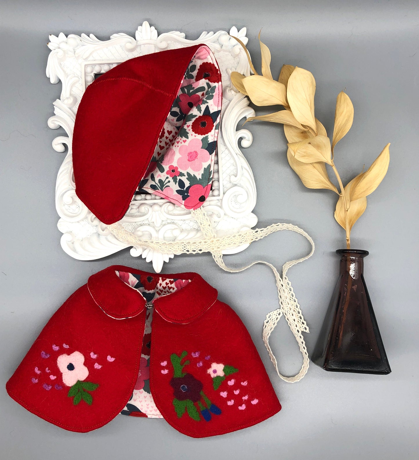 REVERSIBLE needle felted CAPE for Maorinette Dolls