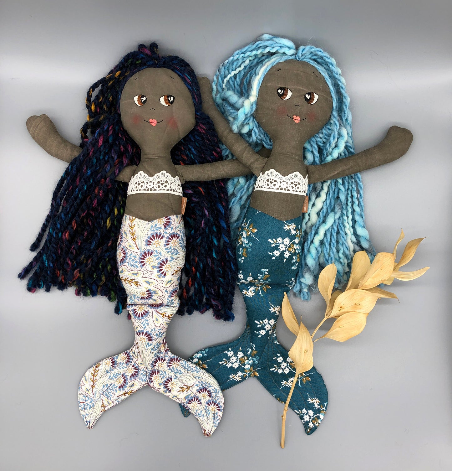 Handmade MERMAID Doll, "CORALIA", handmade gift, mermaid doll, black doll, bipoc doll, heirloom doll, mermaid toy, muslin doll, rag doll
