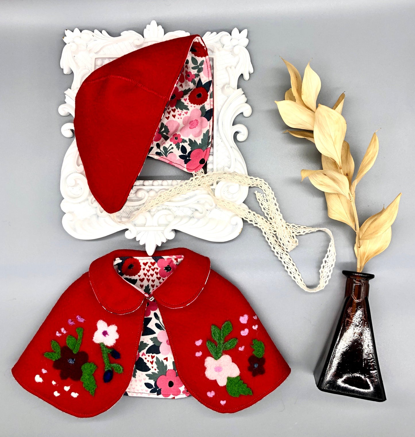 REVERSIBLE needle felted CAPE for Maorinette Dolls
