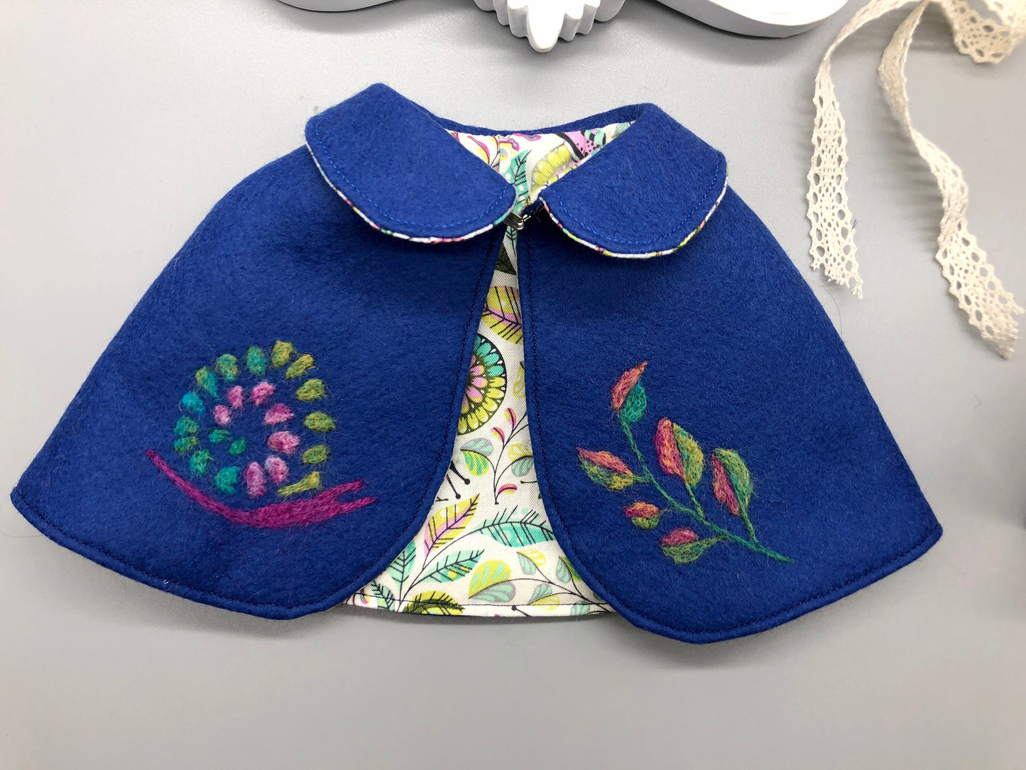 REVERSIBLE needle felted CAPE for Maorinette Dolls