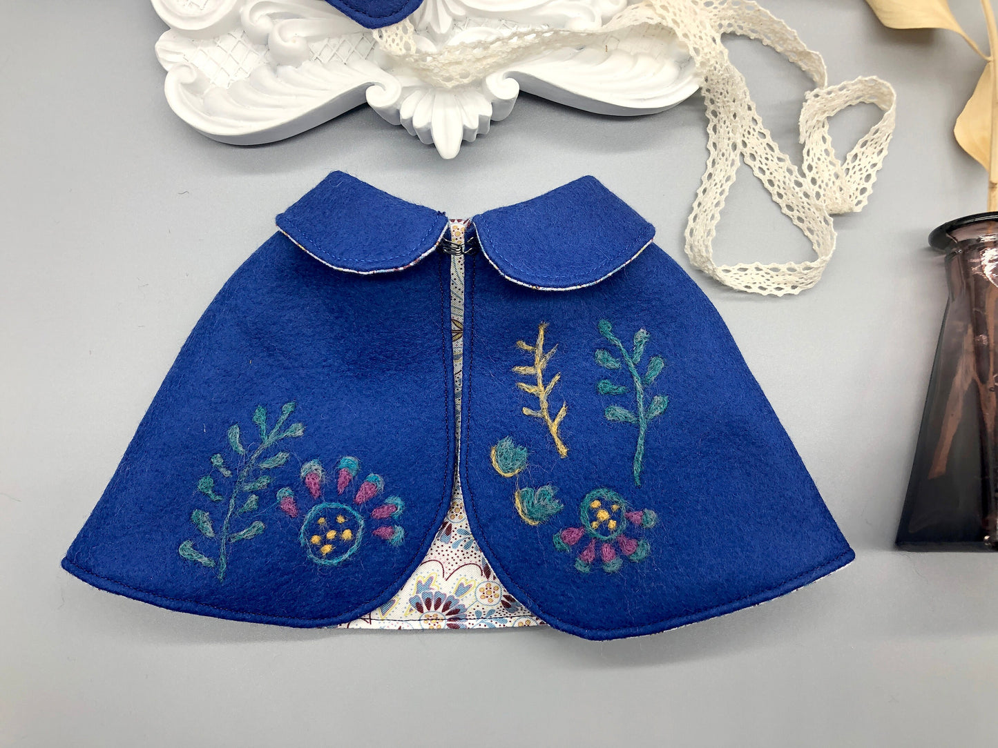 REVERSIBLE needle felted CAPE for Maorinette Dolls