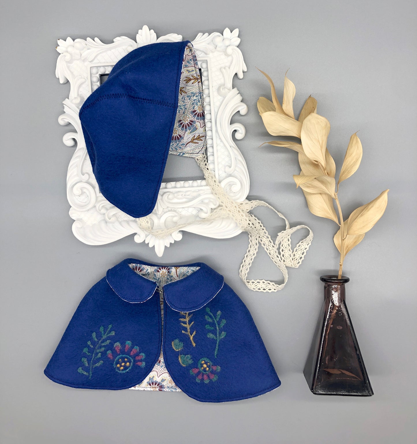 REVERSIBLE needle felted CAPE for Maorinette Dolls