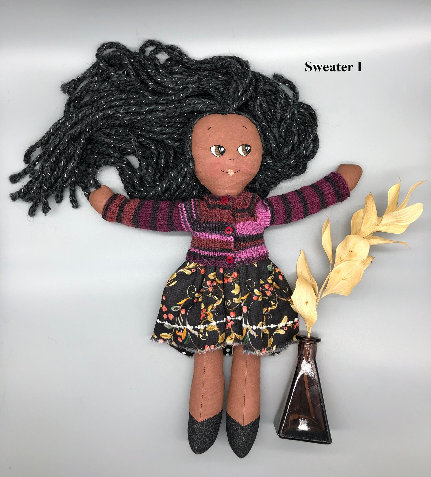 Handmade knit Doll SWEATER, Doll Sweater, handmade sweater, knit sweater, heirloom doll accessory, knit doll toy, striped sweater,