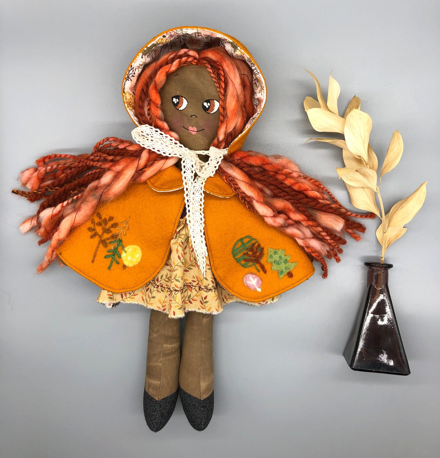 REVERSIBLE needle felted CAPE for Maorinette Dolls