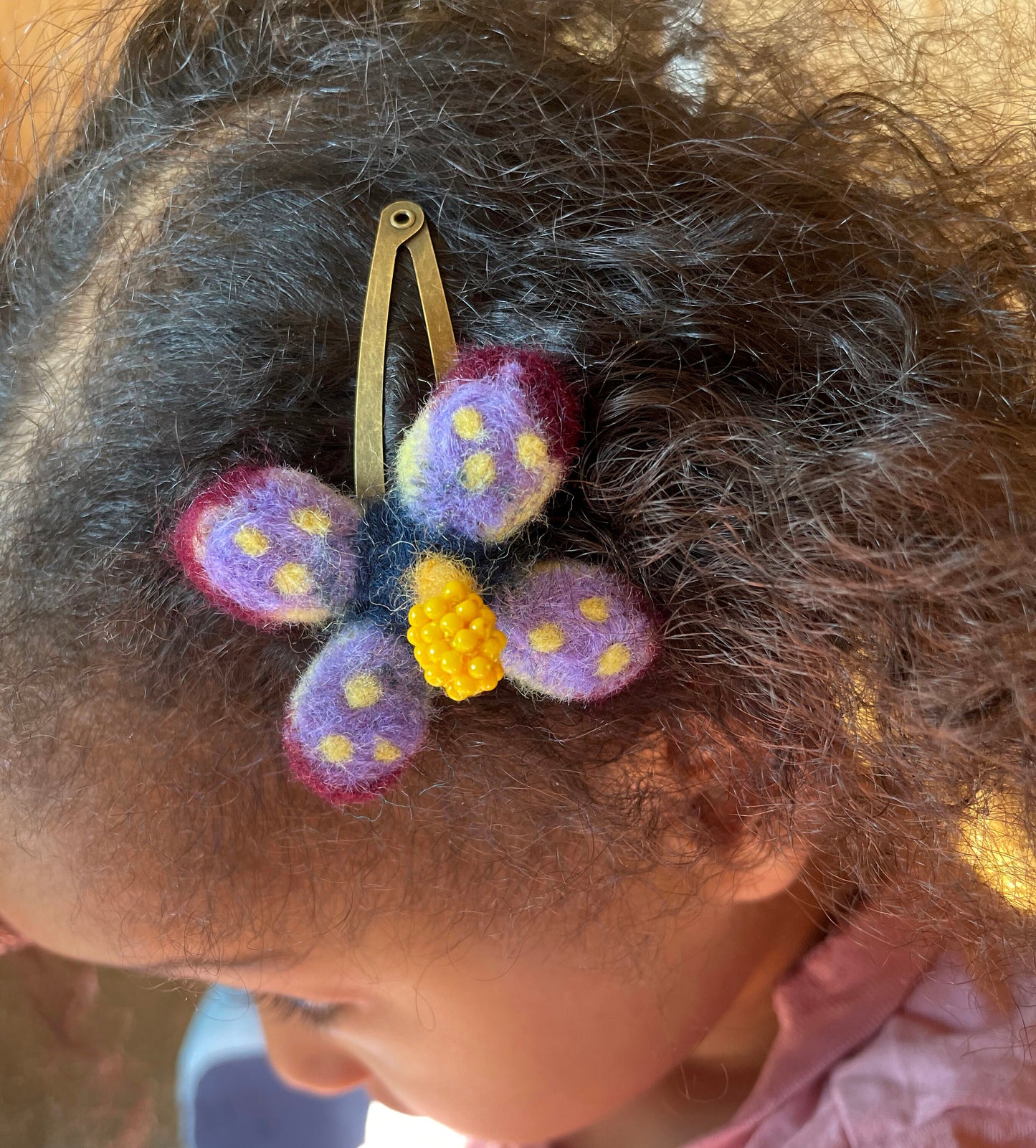 Needle Felted Flower Barrettes, hair flowers, Pair of flower Barrettes, Children's Hair accessories, hair clips, wool felted, hair snap clip, flower barrettes, needle felted flowers
