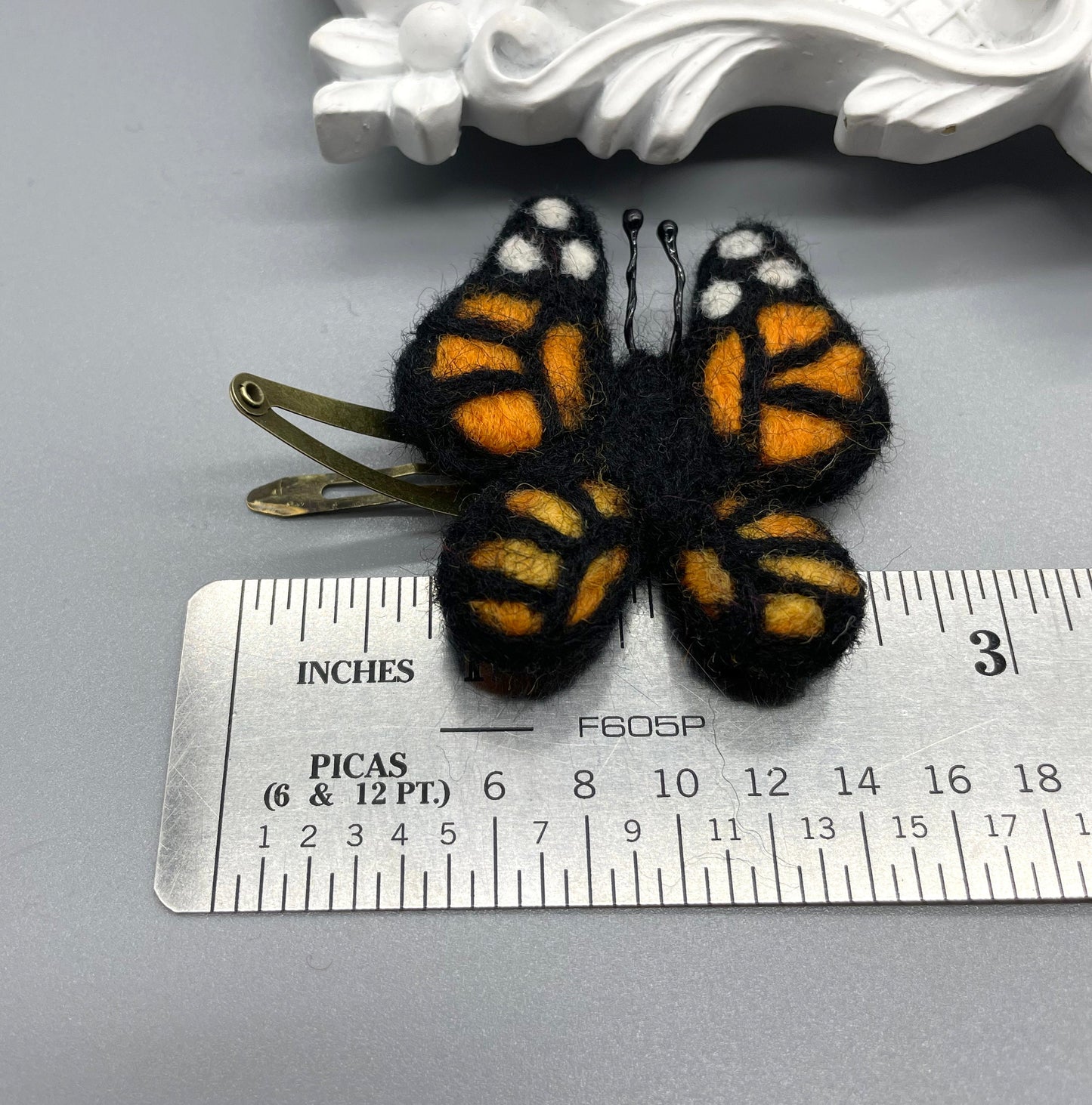 Needle Felted Monarch Butterfly Barrettes, One of a kind, Pair, Unique Barrettes, Children's Hair, Hair accessories, hair clips, wool felted