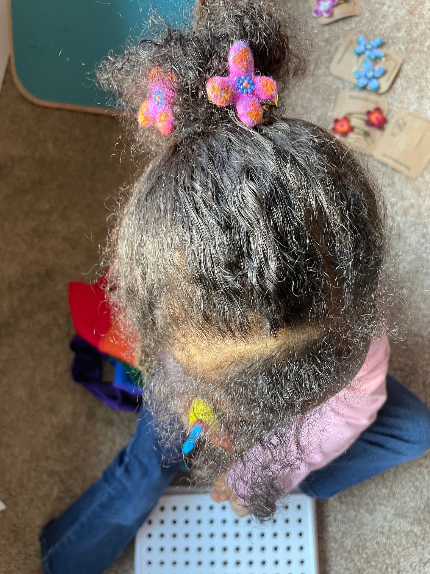 Needle Felted Flower Barrettes, hair flowers, Pair of flower Barrettes, Children's Hair accessories, hair clips, wool felted, alligator clip, flower barrettes, needle felted flowers