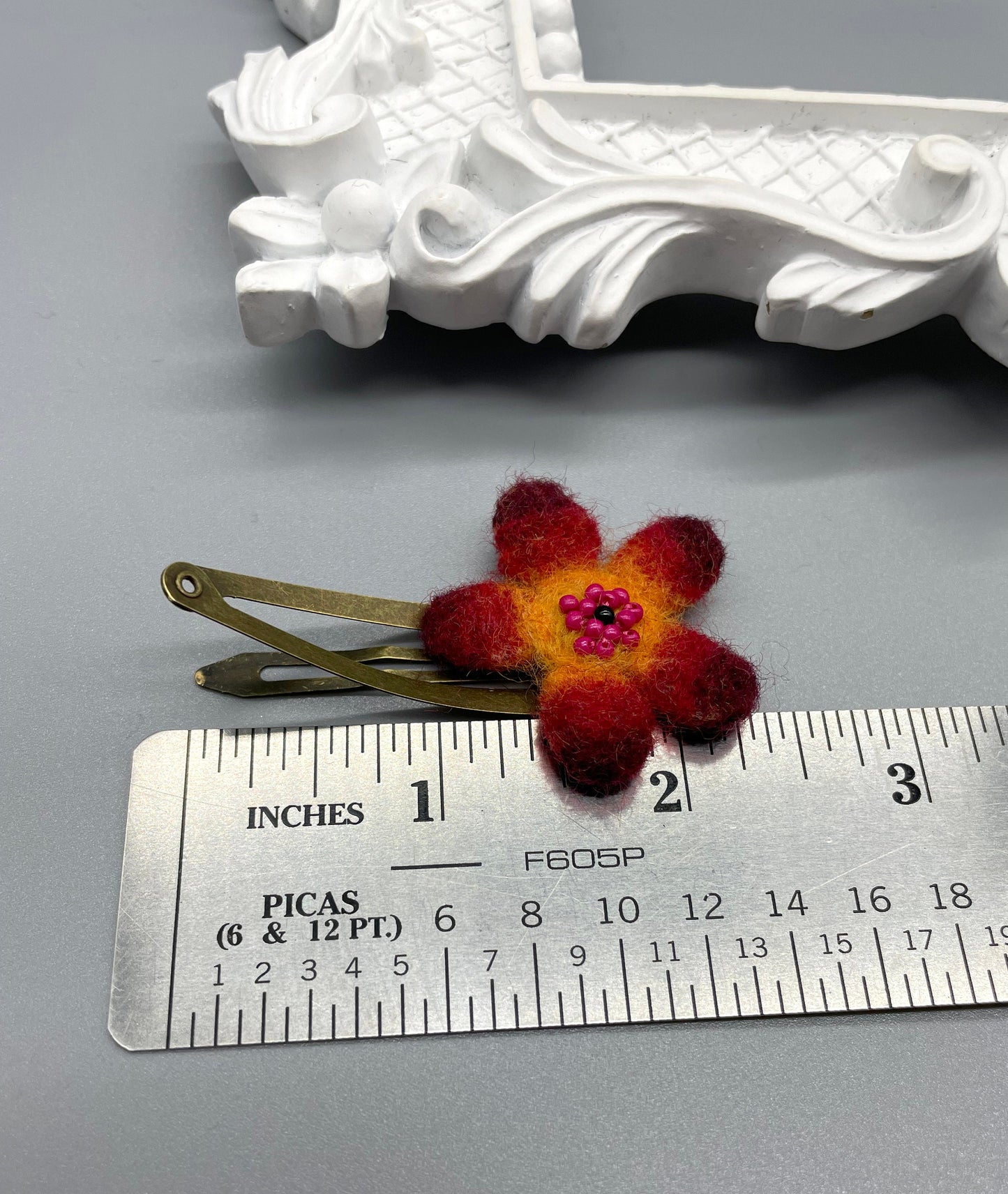 Needle Felted Flower Barrettes, Pair, handmade, Children's Hair, Hair accessories, hair clips, wool felted, snap clip, pretty barrette