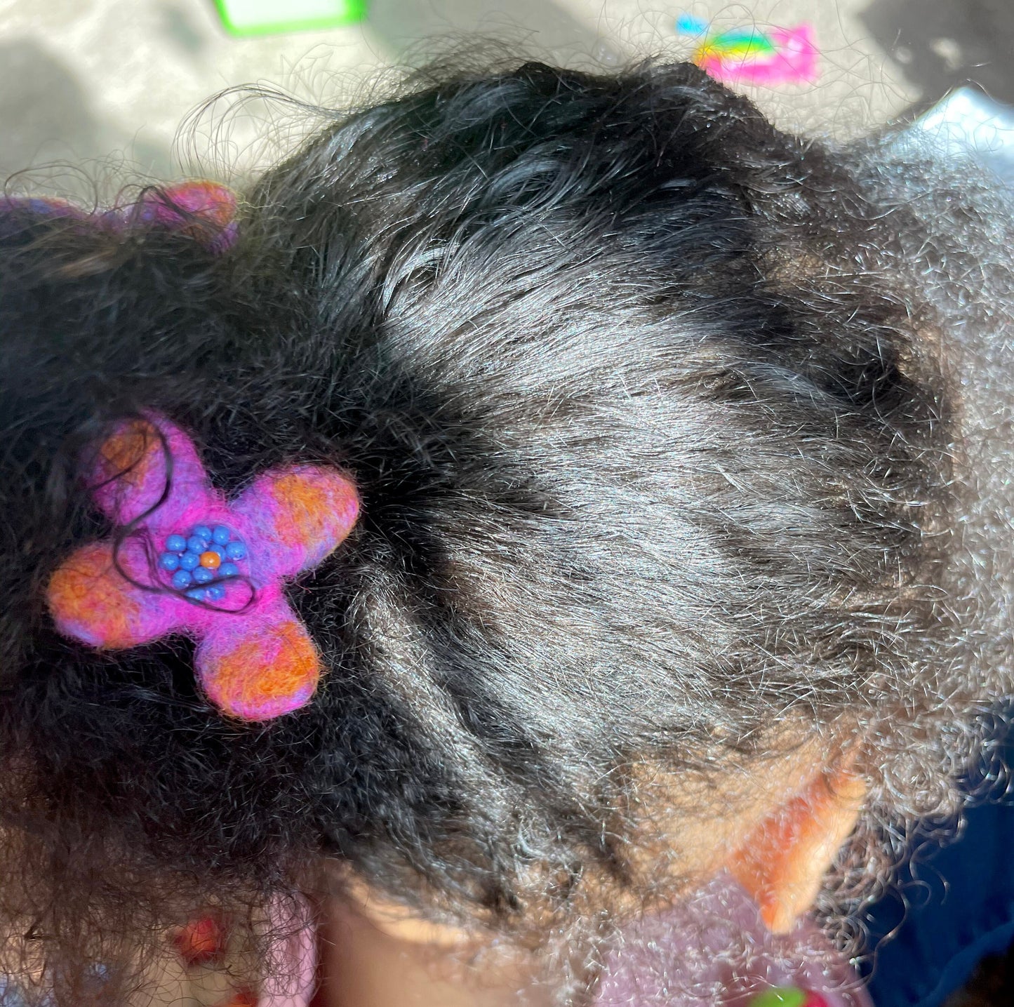 Needle Felted Flower Barrettes, hair flowers, Pair of flower Barrettes, Children's Hair accessories, hair clips, wool felted, alligator clip, flower barrettes, needle felted flowers