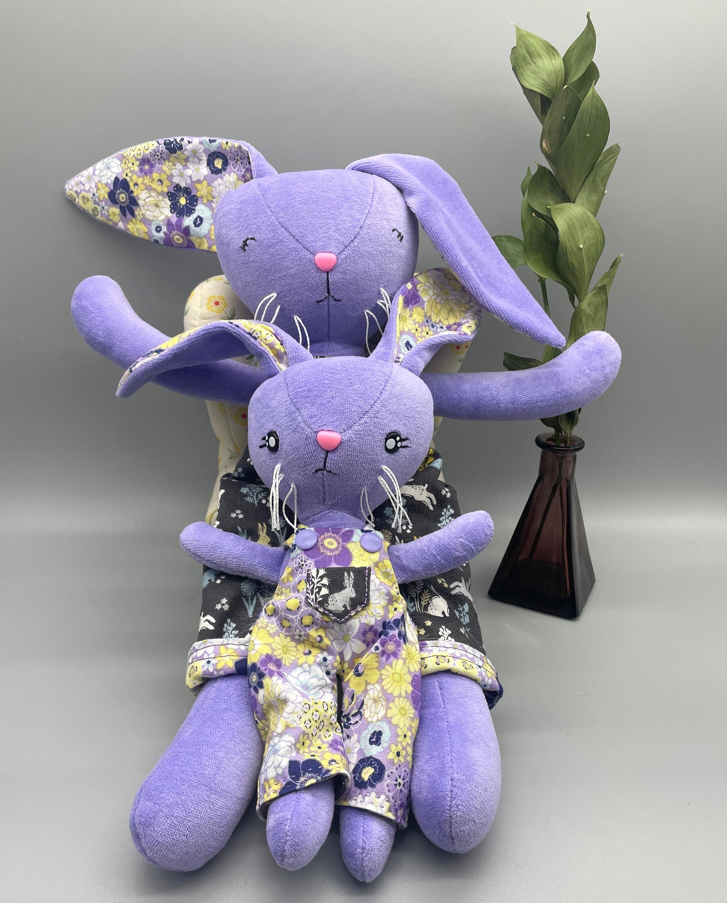 Reversible Handmade Easter Bunny, "BIRGITTA", Stuffed animal, girl boy easter basket, plush rabbit, easter gifts, gift for kids, Easter Doll