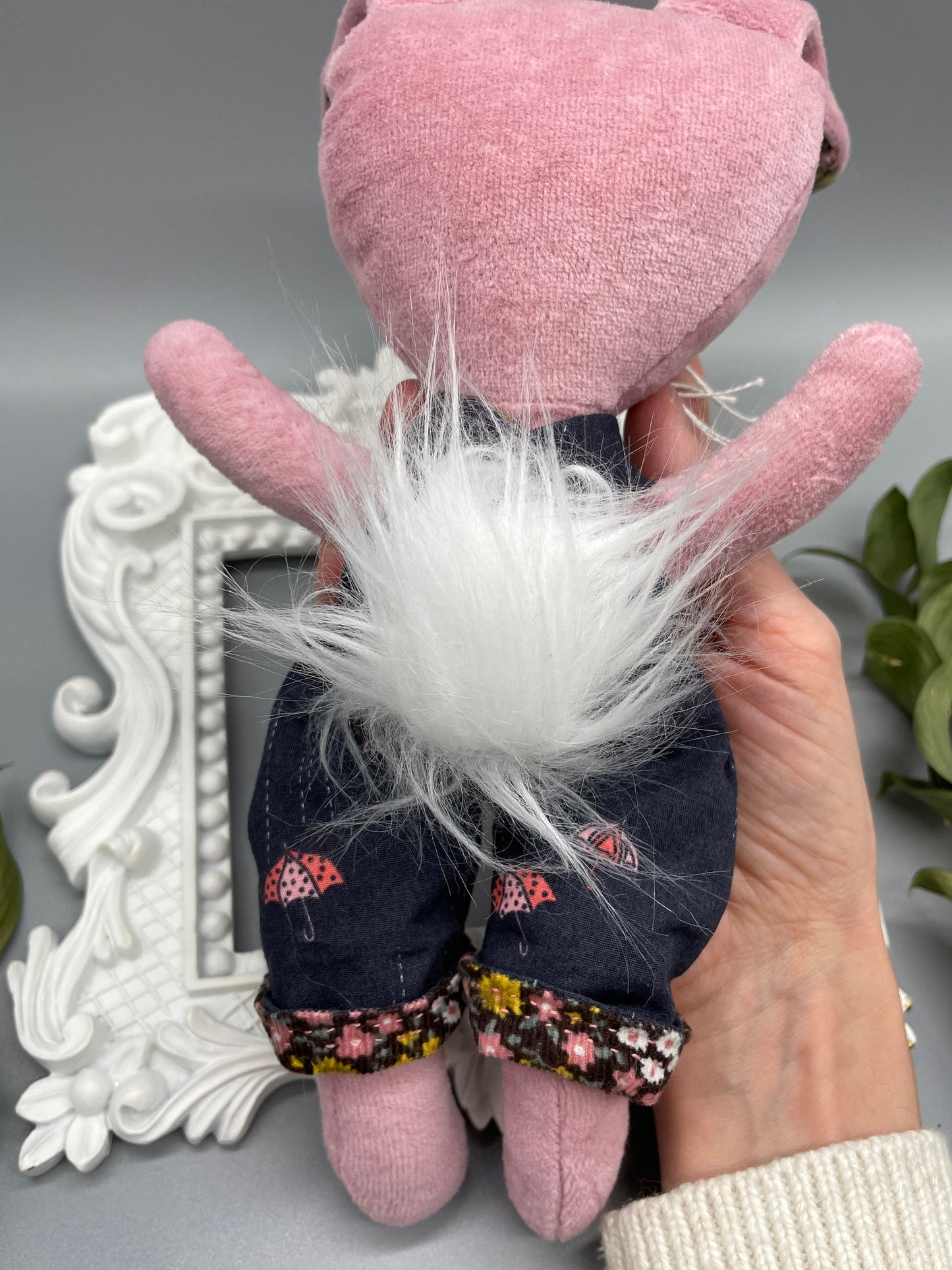 Reversible Handmade Easter Bunny "FLOXIE," Stuffed bunny, Reversible clothes, girl easter basket, rabbit, gift for kids, Easter Doll, pink