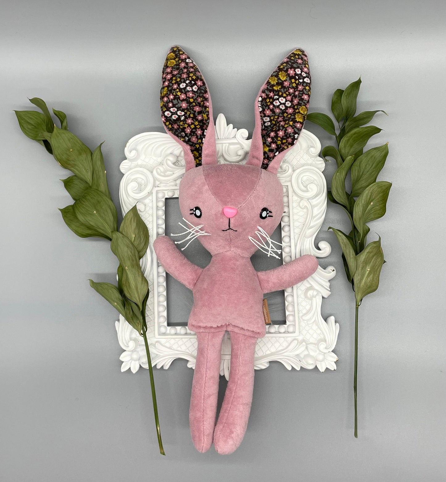 Reversible Handmade Easter Bunny "FLOXIE," Stuffed bunny, Reversible clothes, girl easter basket, rabbit, gift for kids, Easter Doll, pink
