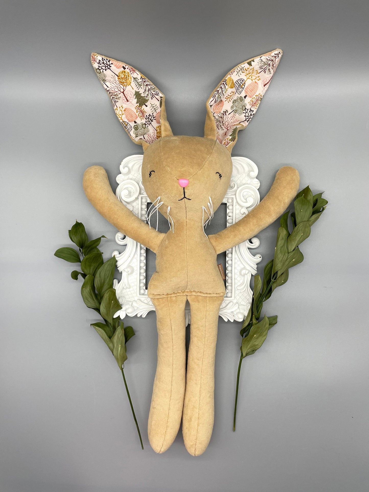 Reversible Handmade Easter Bunny, "GALAHAD", Stuffed animal, boy easter basket, plush, easter gift, gift for kids, Easter Doll, brown bunny
