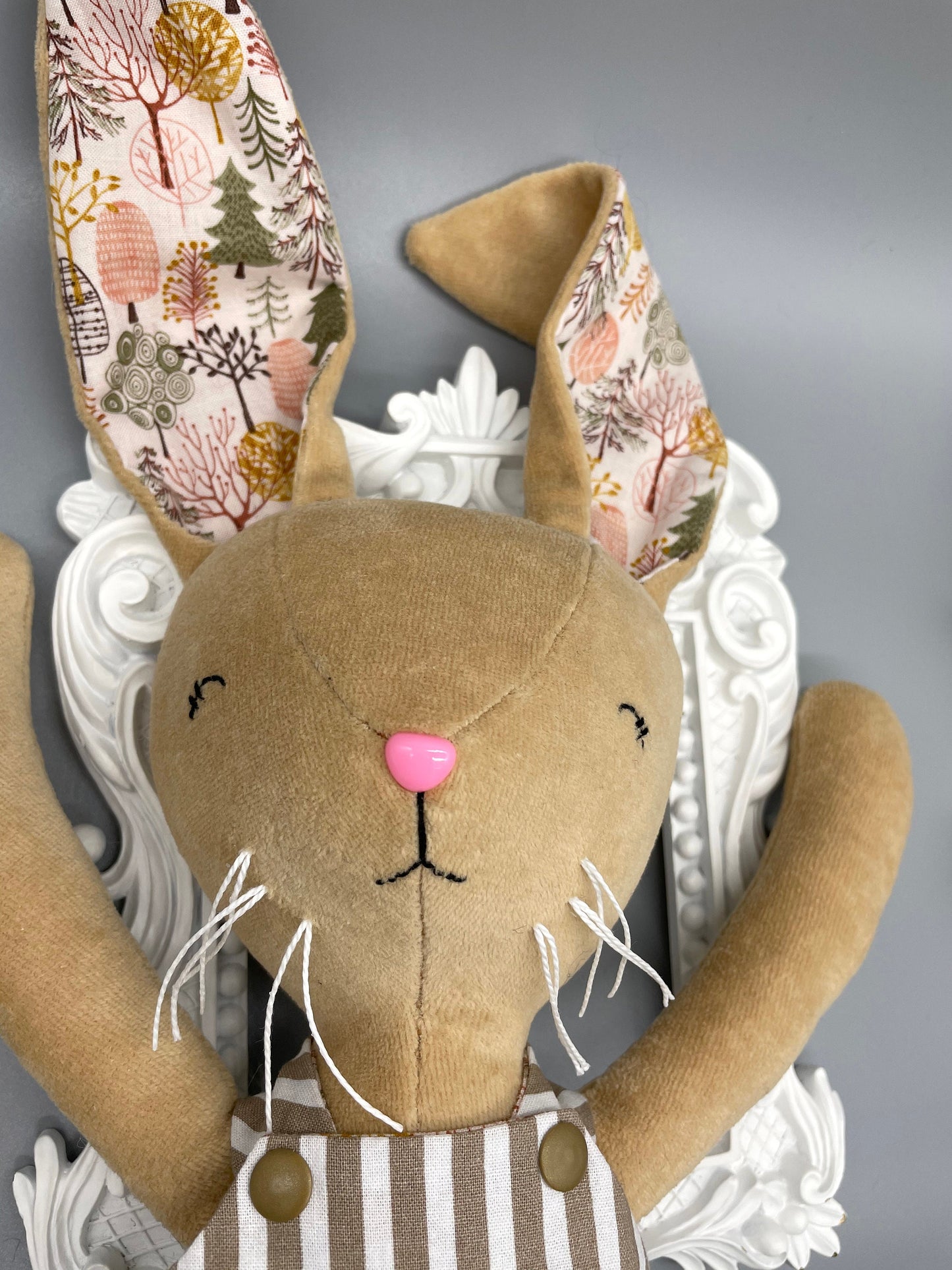 Reversible Handmade Easter Bunny, "GALAHAD", Stuffed animal, boy easter basket, plush, easter gift, gift for kids, Easter Doll, brown bunny