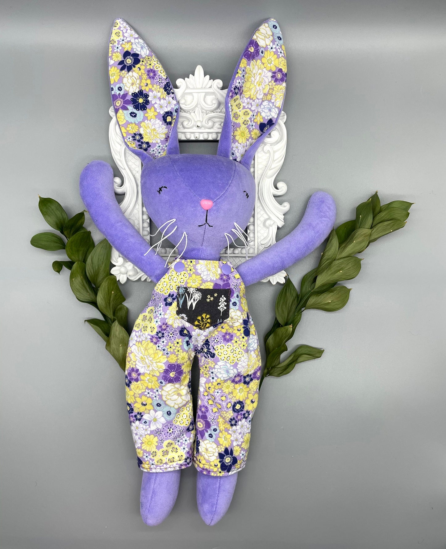 Reversible Handmade Easter Bunny, "BIRGITTA", Stuffed animal, girl boy easter basket, plush rabbit, easter gifts, gift for kids, Easter Doll