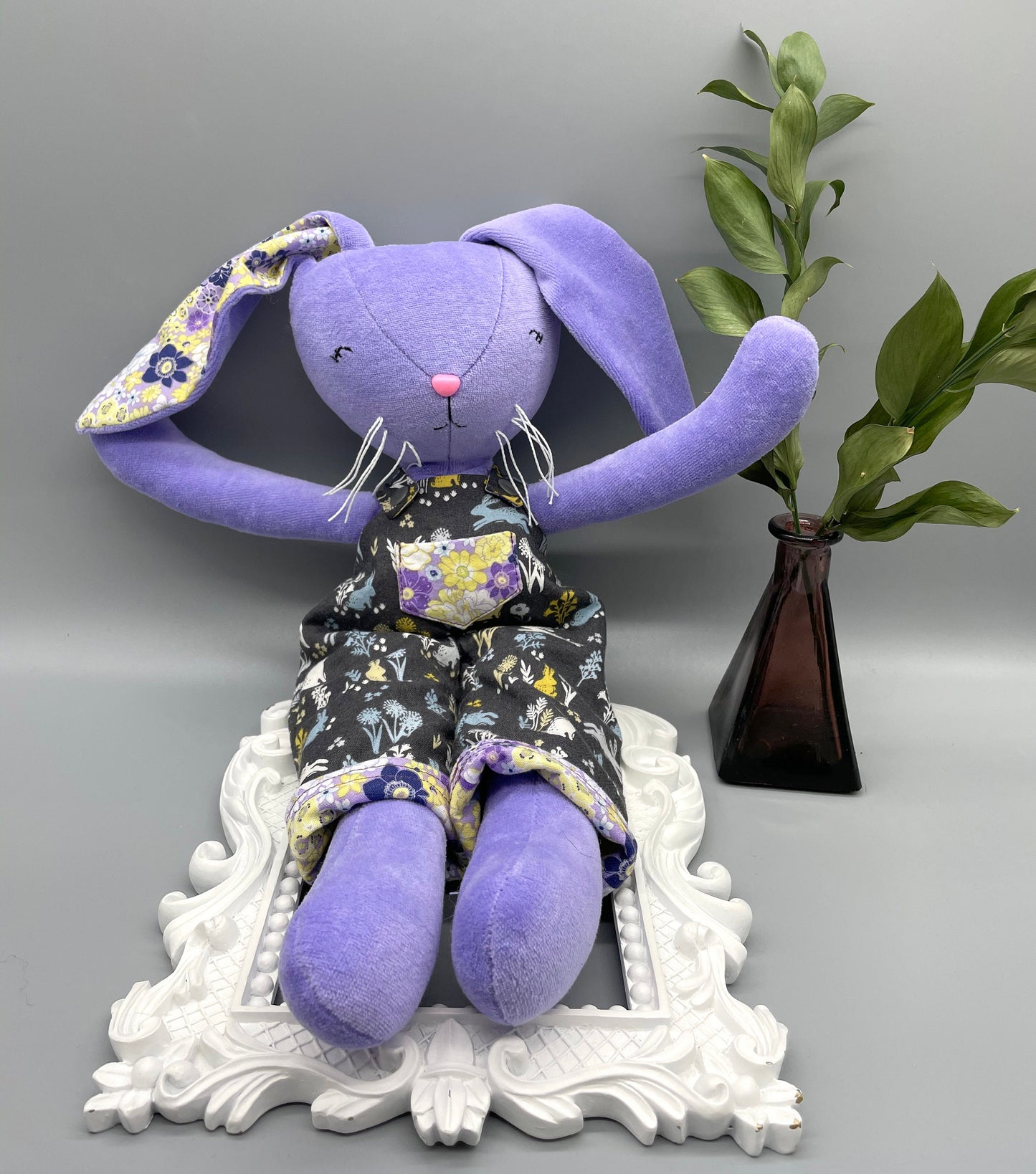 Reversible Handmade Easter Bunny, "BIRGITTA", Stuffed animal, girl boy easter basket, plush rabbit, easter gifts, gift for kids, Easter Doll