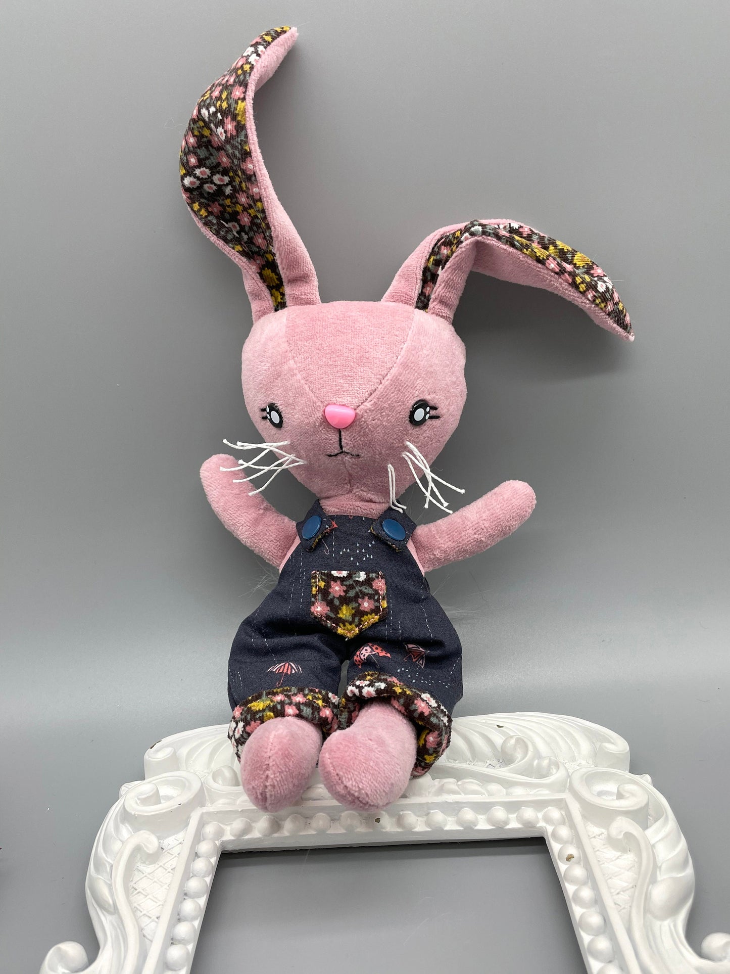 Reversible Handmade Easter Bunny "FLOXIE," Stuffed bunny, Reversible clothes, girl easter basket, rabbit, gift for kids, Easter Doll, pink