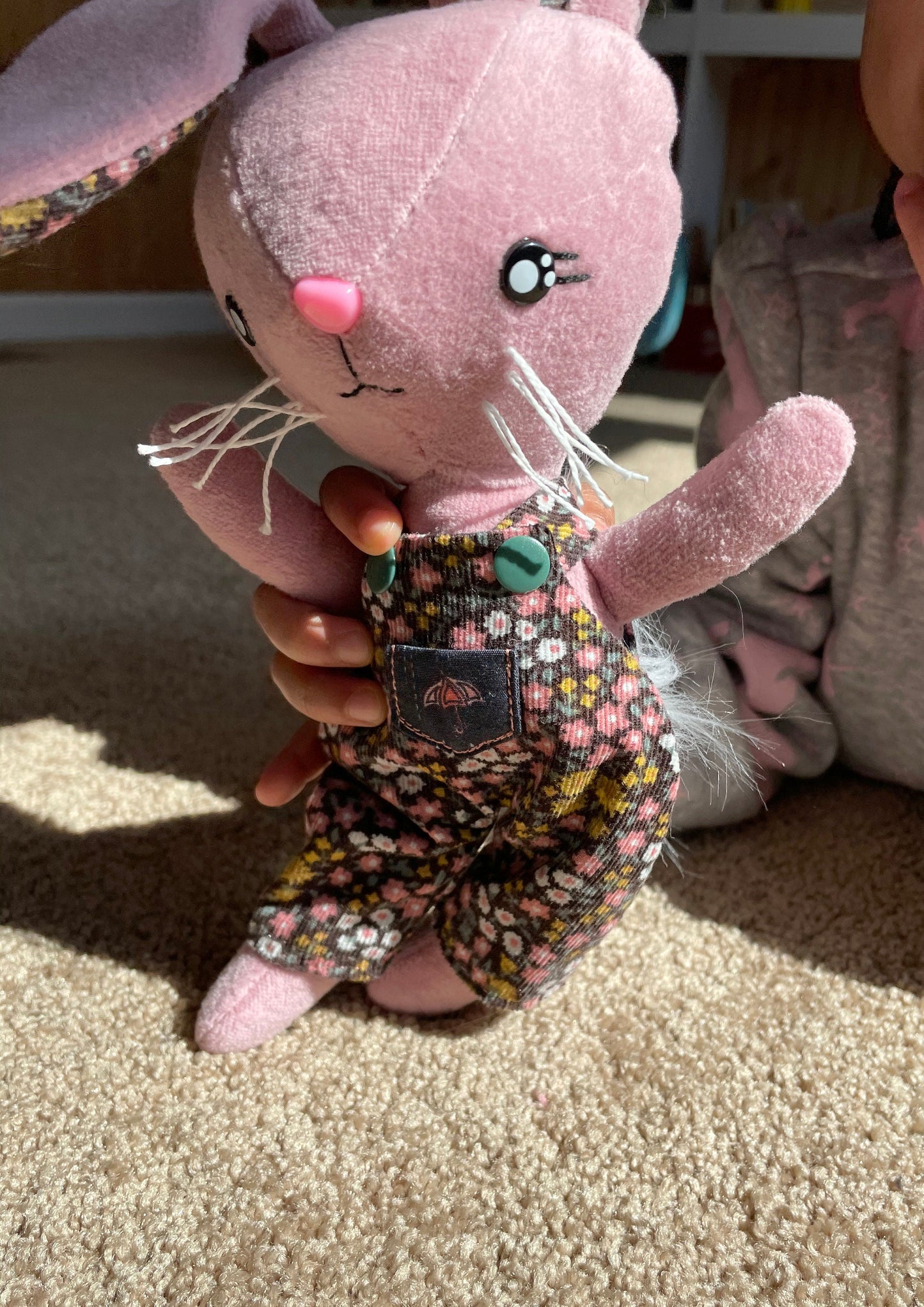 Reversible Handmade Easter Bunny "FLOXIE," Stuffed bunny, Reversible clothes, girl easter basket, rabbit, gift for kids, Easter Doll, pink
