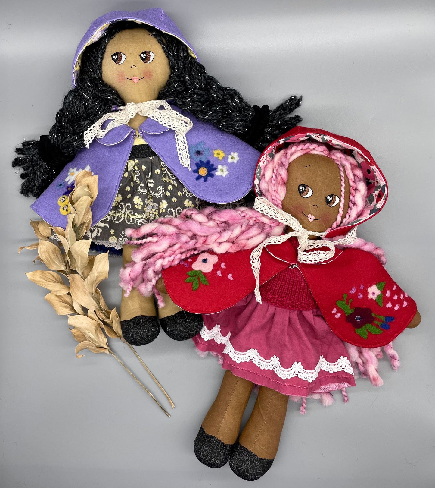 REVERSIBLE DRESS, Handmade Doll, "KAOS", handmade gift, cloth doll, fabric doll, black doll, diverse doll, heirloom doll, Brown Muslin