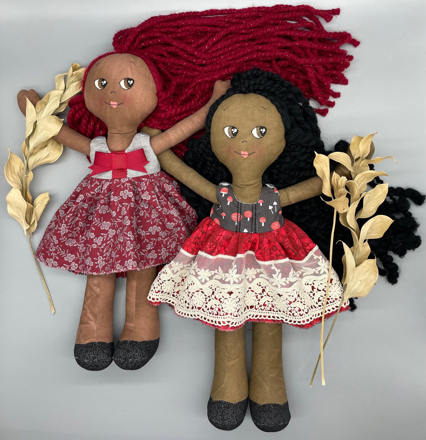 REVERSIBLE DRESS, Handmade Doll, "ISOLDE", handmade gift, cloth doll, fabric doll, black doll, diverse doll, heirloom doll, Brown Muslin