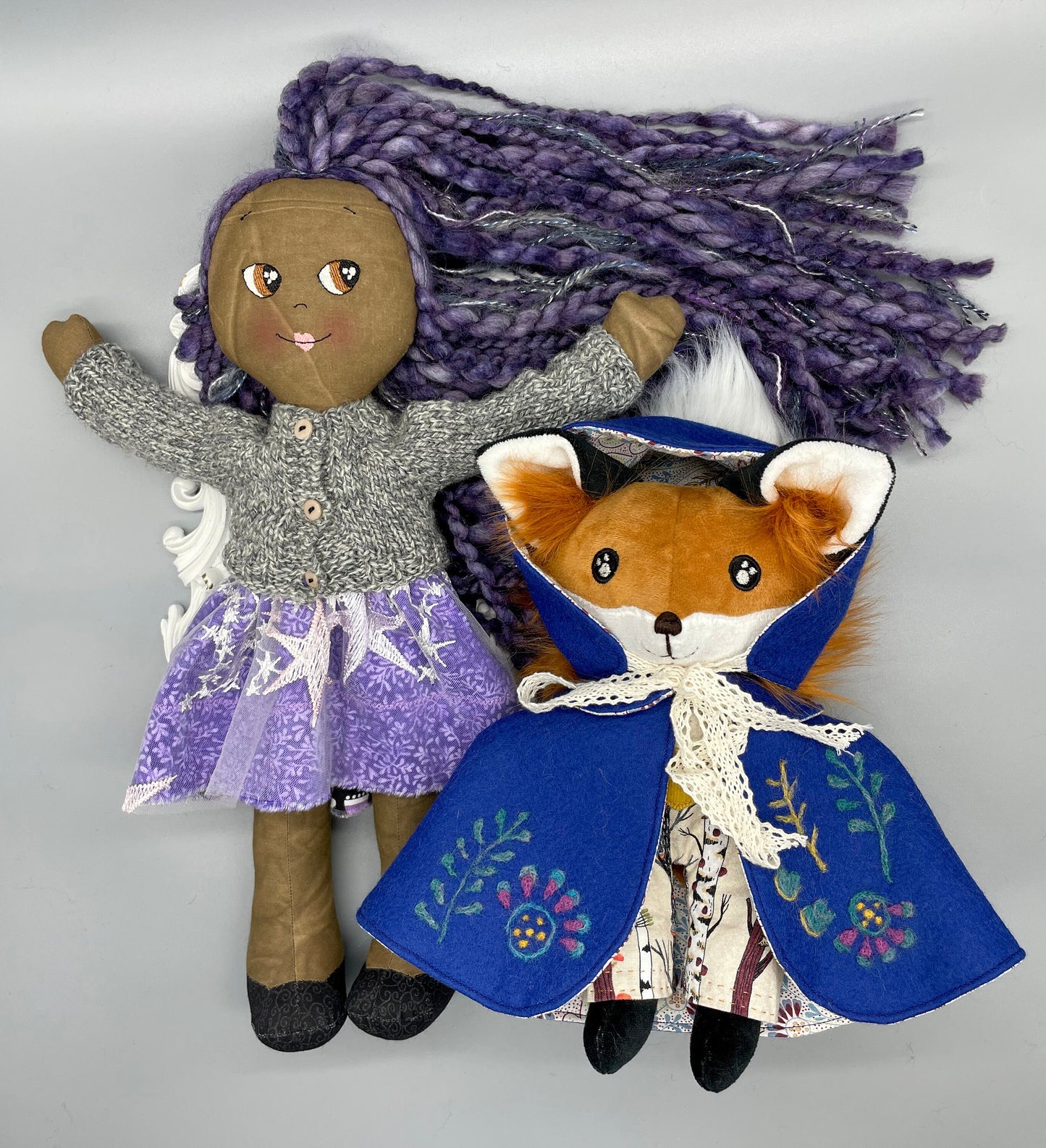 REVERSIBLE DRESS, Handmade Doll, "DIEGO", handmade gift, cloth doll, fabric doll, black doll, diverse doll, heirloom doll, Brown Muslin