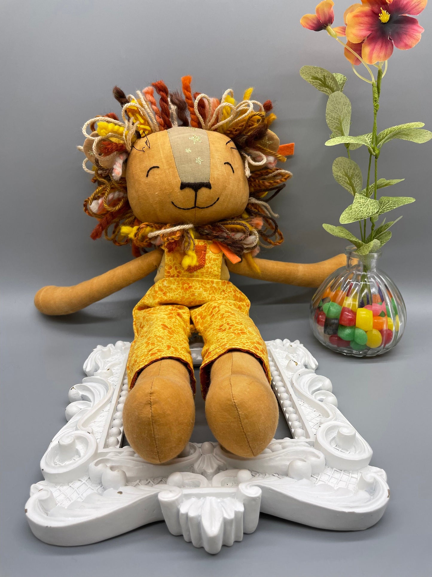Handmade Lion Doll, "APOLLO", rag doll, reversible, lion stuffed animal, stuffed lion, heirloom gift, lion toy, boy doll