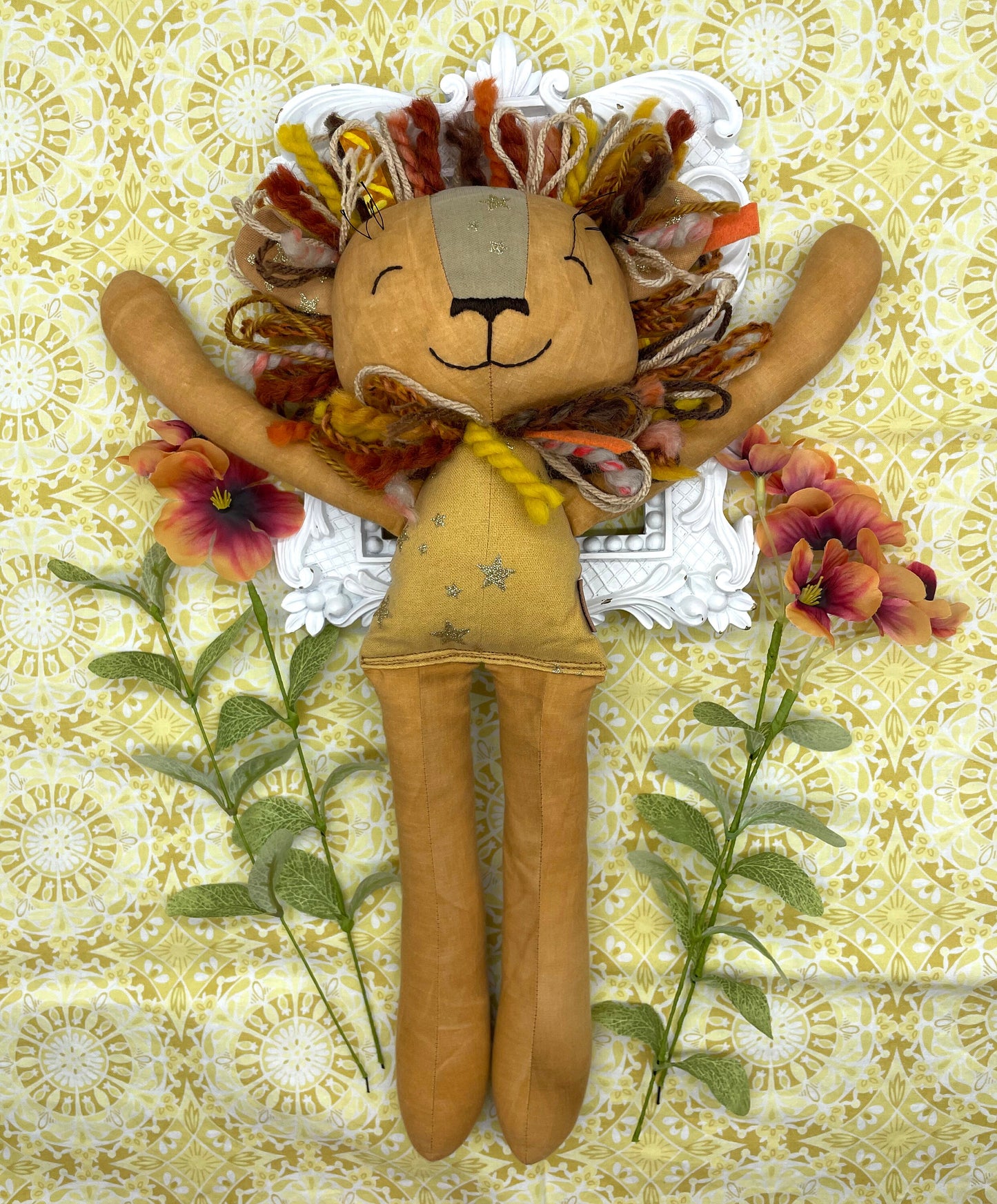 Handmade Lion Doll, "APOLLO", rag doll, reversible, lion stuffed animal, stuffed lion, heirloom gift, lion toy, boy doll