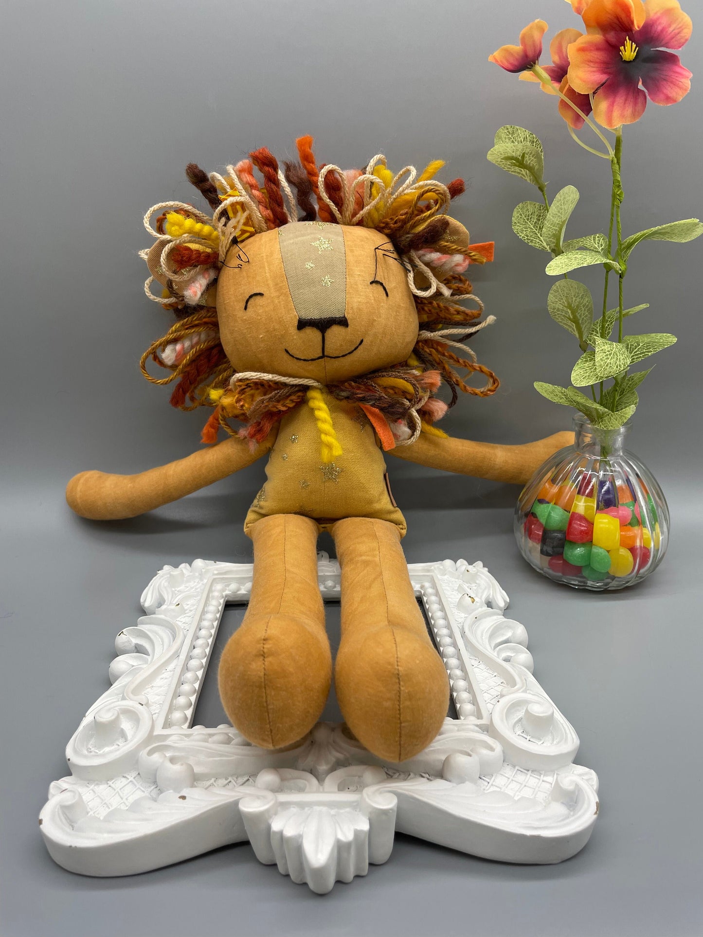 Handmade Lion Doll, "APOLLO", rag doll, reversible, lion stuffed animal, stuffed lion, heirloom gift, lion toy, boy doll