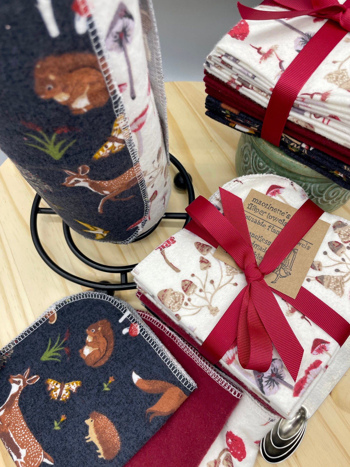 Paperless Towels, Eco Friendly Towels, 12 pack, Reusable paper towels, Unpaper towels, Prewashed, paper towels, FREE gift, woodland towels, Flāper Towels