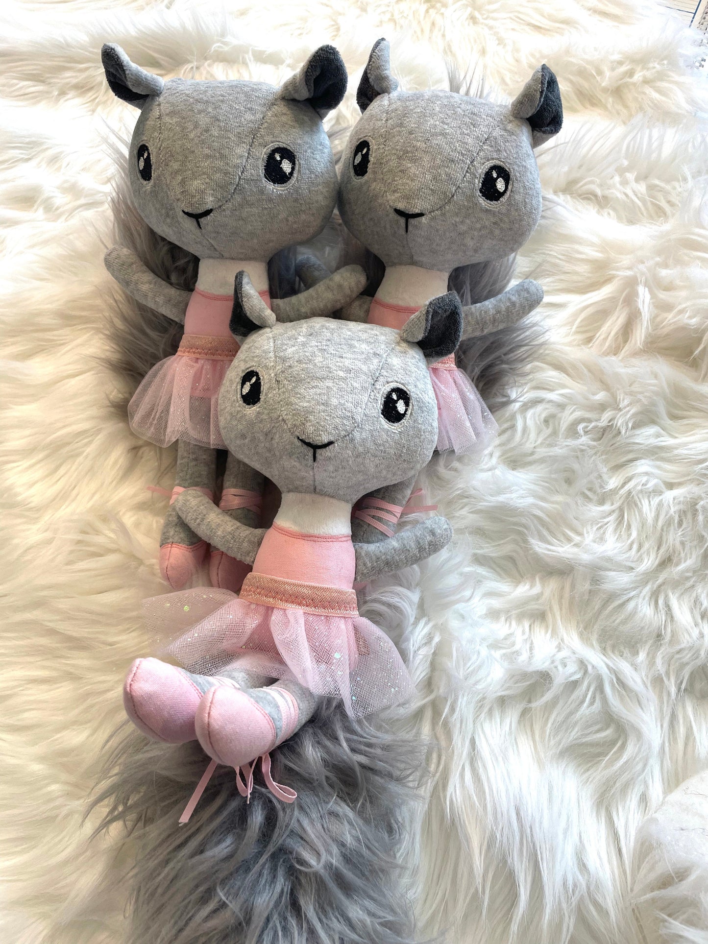 SQUIRREL BALLERINA Doll, plushie, stuffed animal, ballet, gift for kids, furry, pink, tutu, heirloom, lovies, art, ballet slippers, handmade