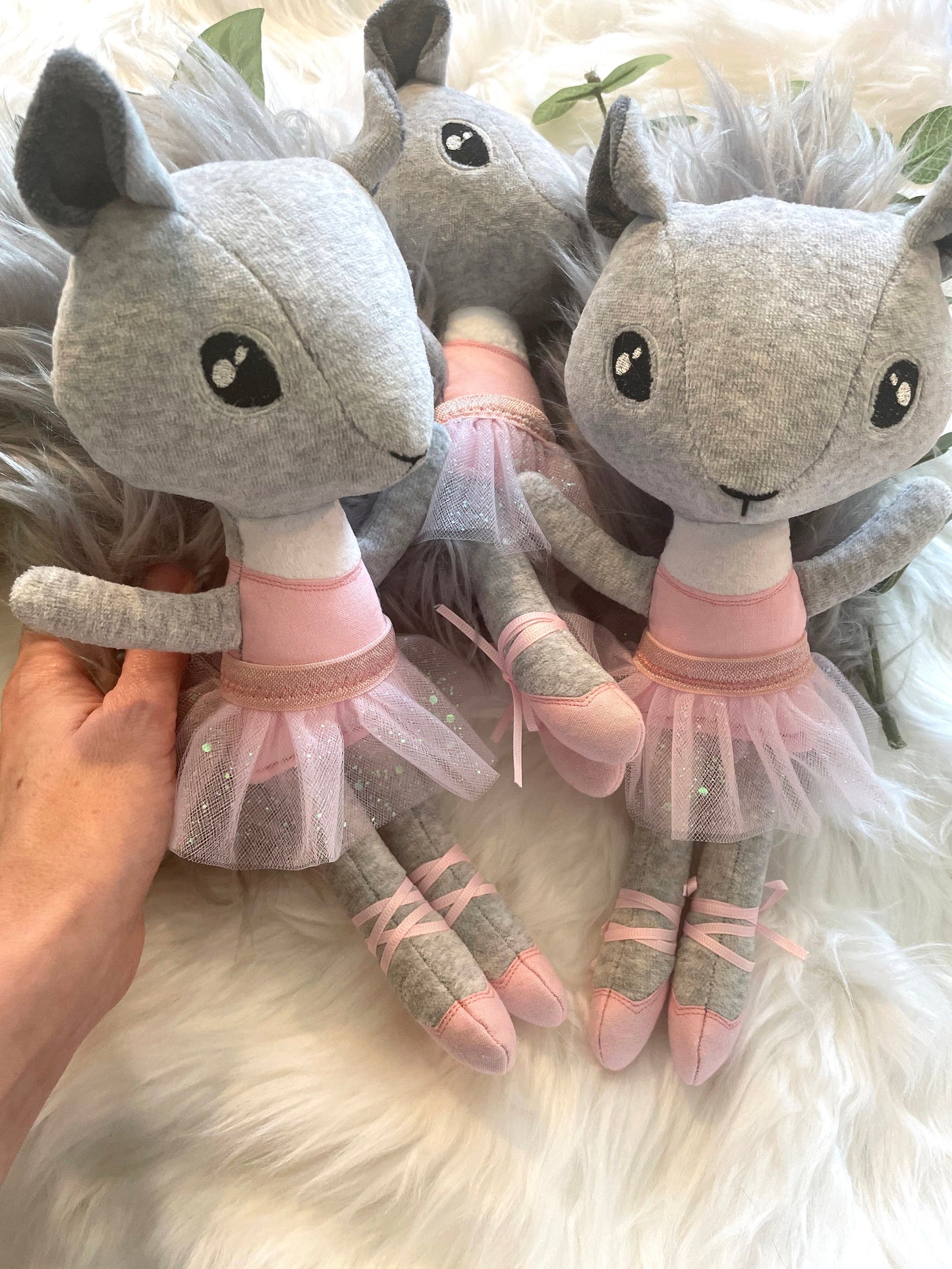 SQUIRREL BALLERINA Doll, plushie, stuffed animal, ballet, gift for kids, furry, pink, tutu, heirloom, lovies, art, ballet slippers, handmade