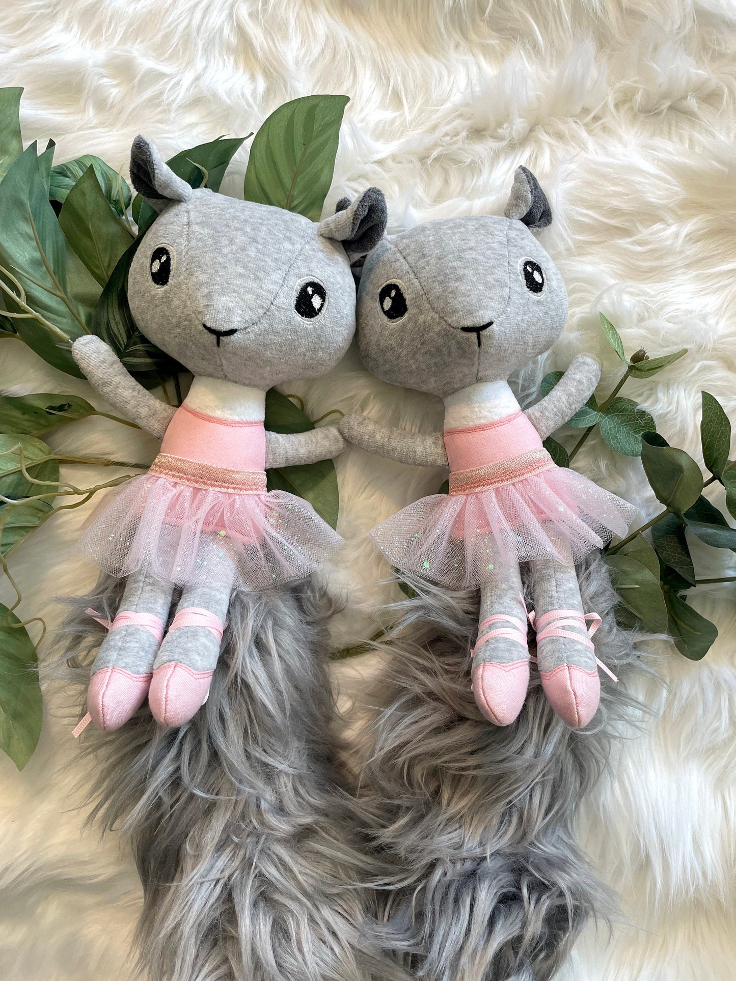 SQUIRREL BALLERINA Doll, plushie, stuffed animal, ballet, gift for kids, furry, pink, tutu, heirloom, lovies, art, ballet slippers, handmade