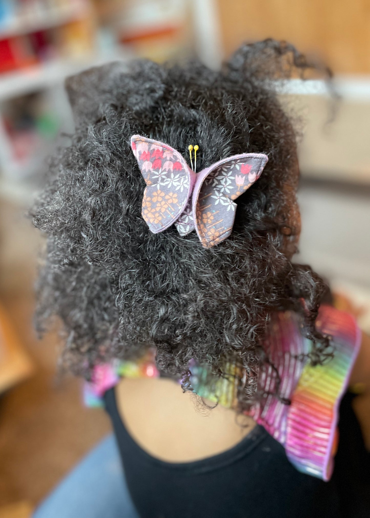 LILAC Floral Scrappy Butterfly Barrettes, Set of 2, Unique Barrettes, Children's Hair, One of a kind, Hair accessories, hair clips, flannel, cotton