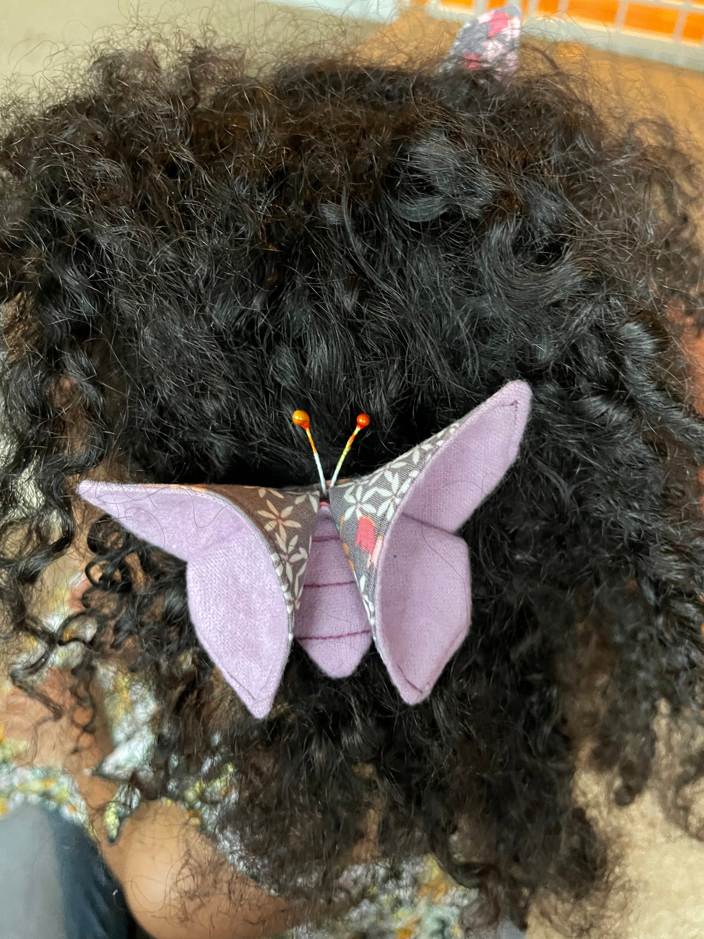 LILAC Floral Scrappy Butterfly Barrettes, Set of 2, Unique Barrettes, Children's Hair, One of a kind, Hair accessories, hair clips, flannel, cotton