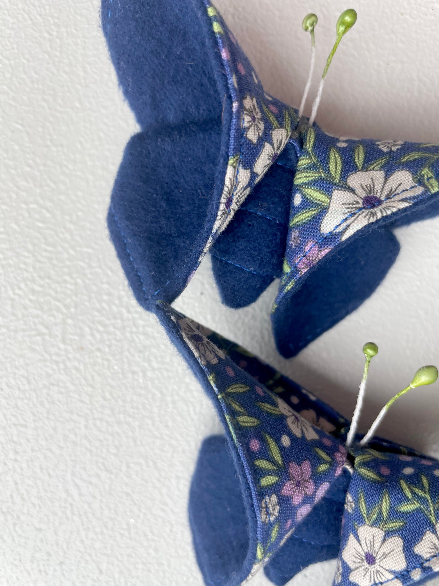 NAVY Flowers Scrappy Butterfly Barrettes, Set of 2, Unique Barrettes, Children's Hair, One of a kind, Hair accessories, hair clips, flannel, cotton