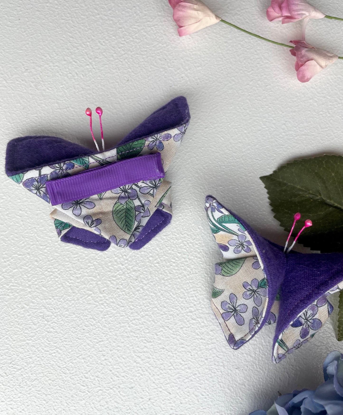 PLUM Violets Scrappy Butterfly Barrettes, Set of 2, Unique Barrettes, Children's Hair, One of a kind, Hair accessories, hair clips, flannel, cotton