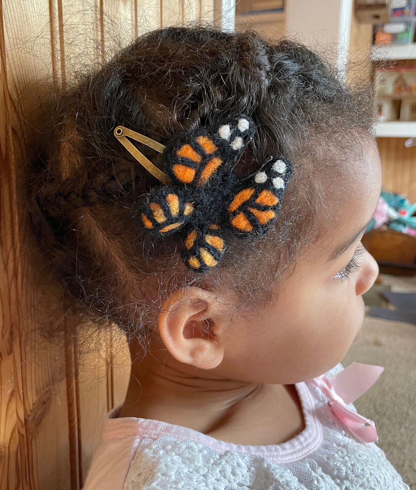 Needle Felted Monarch Butterfly Barrettes, One of a kind, Pair, Unique Barrettes, Children's Hair, Hair accessories, hair clips, wool felted (Copy)