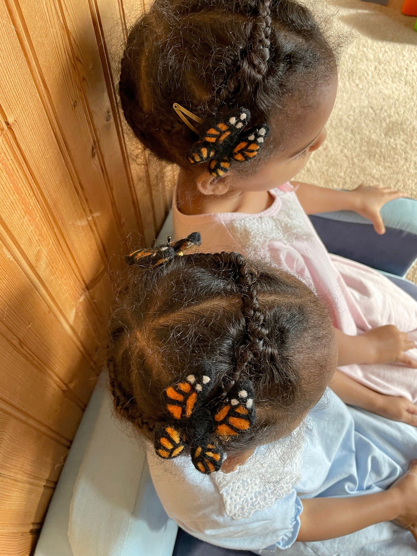 Needle Felted Monarch Butterfly Barrettes, One of a kind, Pair, Unique Barrettes, Children's Hair, Hair accessories, hair clips, wool felted (Copy)