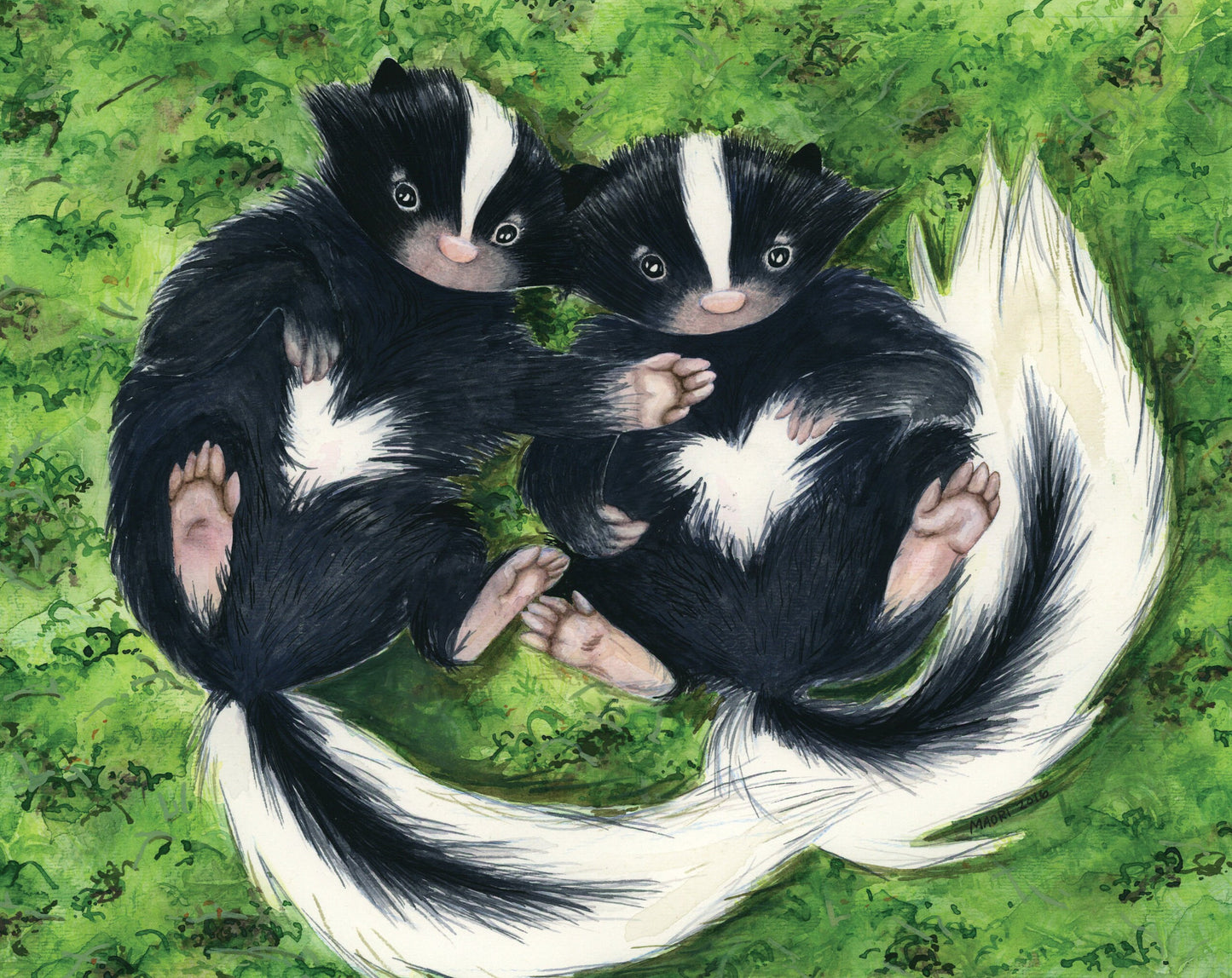 Baby Skunk Note Cards - Set of ten, greeting card set, envelopes included, holiday card set, folded blank card set, skunk cards