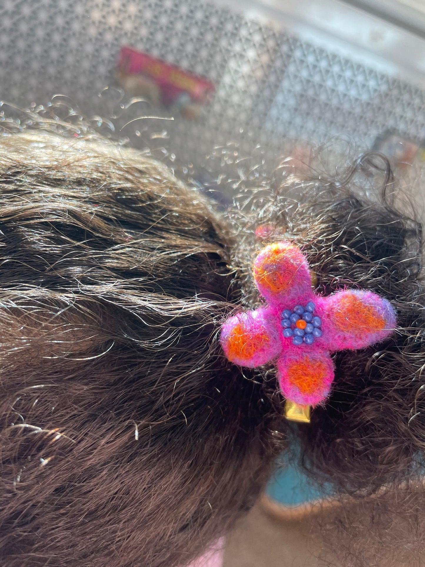 Needle Felted Flower Barrettes, hair flowers, Pair of flower Barrettes, Children's Hair accessories, hair clips, wool felted, alligator clip, flower barrettes, needle felted flowers