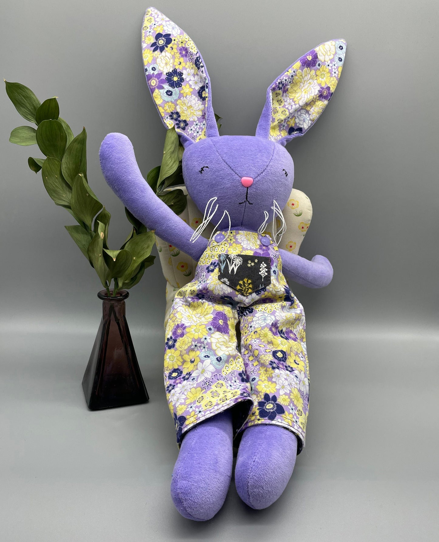 Reversible Handmade Easter Bunny, "BIRGITTA", Stuffed animal, girl boy easter basket, plush rabbit, easter gifts, gift for kids, Easter Doll