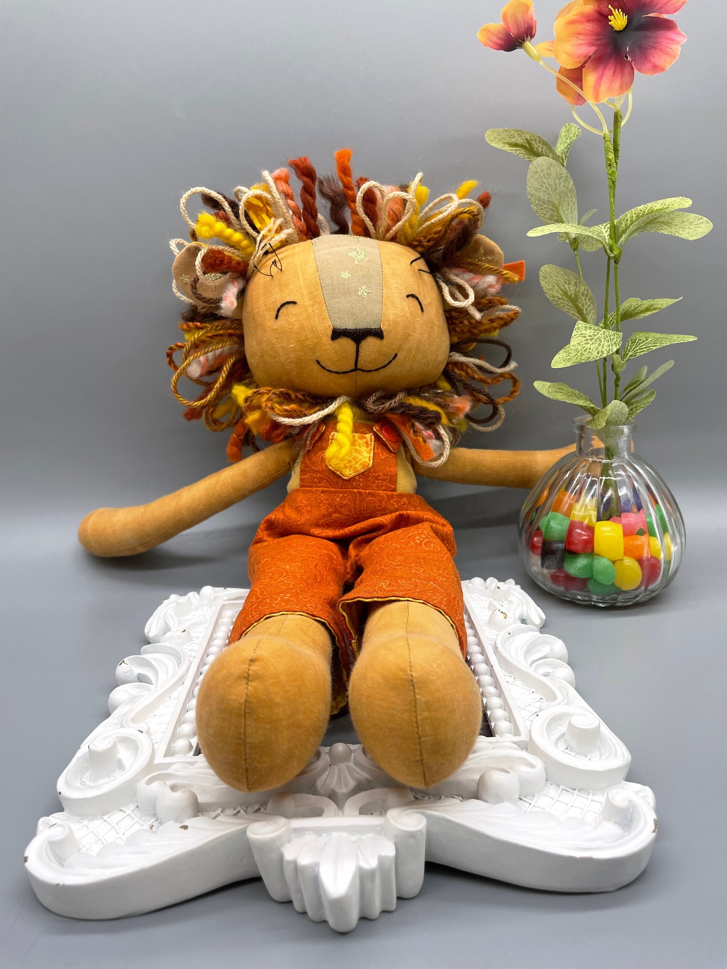 Handmade Lion Doll, "APOLLO", rag doll, reversible, lion stuffed animal, stuffed lion, heirloom gift, lion toy, boy doll