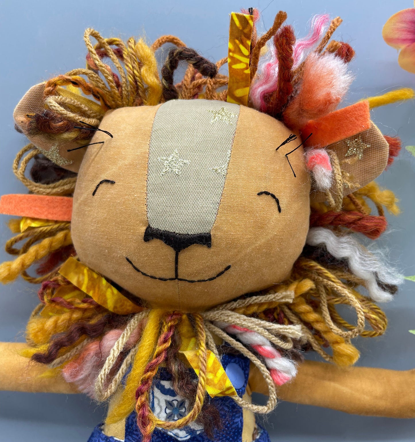 Handmade Lion Doll, "BARBEAU", rag doll, reversible, lion stuffed animal, stuffed lion, heirloom gift, lion toy, boy doll