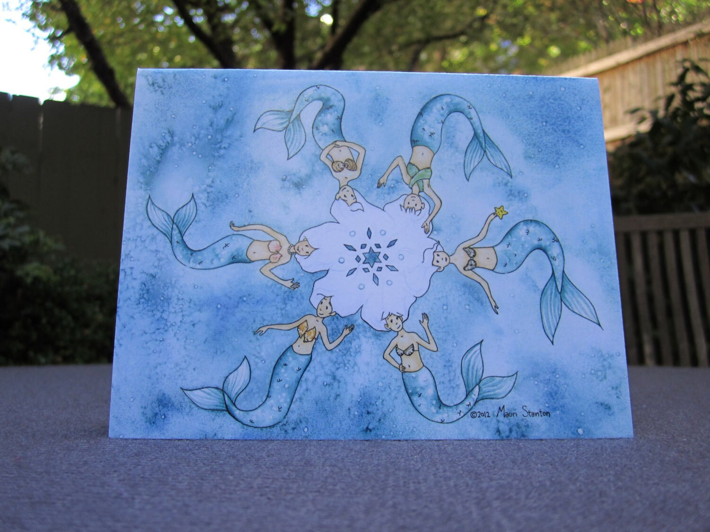 Mermaid Snowflake Holiday Cards - Set of ten, greeting card set, envelopes included, holiday card set, folded blank, Christmas card set